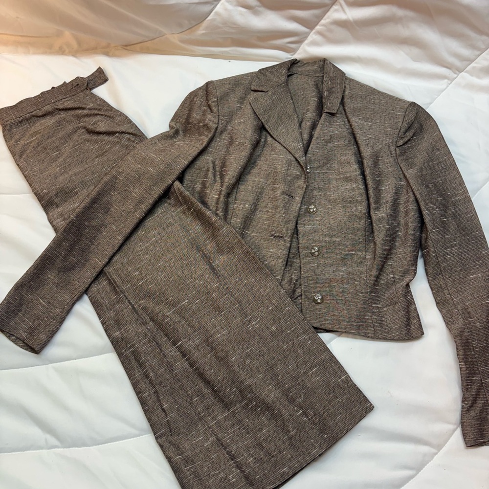 Vintage Sacony Brown Skirt and blazer Suit set Size 11- 1920s